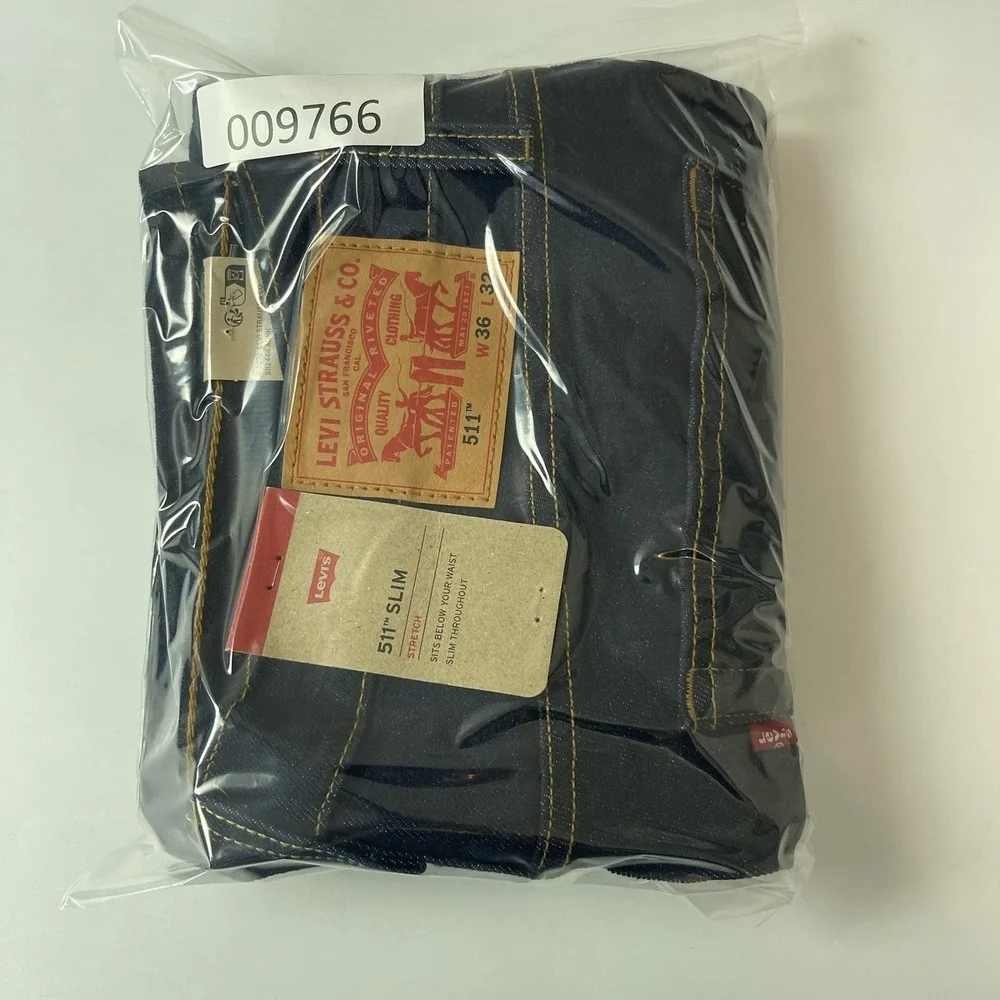 Levis 511 Jeans Mens 36x32 Blue Slim Fit Dark Wash Stretch Denim Preppy NEW